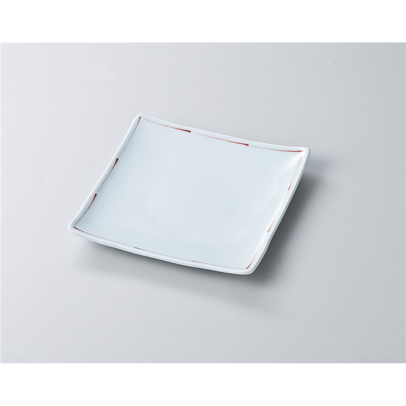 古林陶器 和皿(角) 赤ライン6.0正角皿 619450274 1個（ご注文単位1個）【直送品】