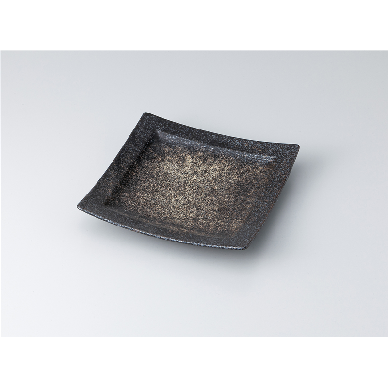 古林陶器 和皿(角) 黒千段角皿(中) 1320220415 1個（ご注文単位1個）【直送品】