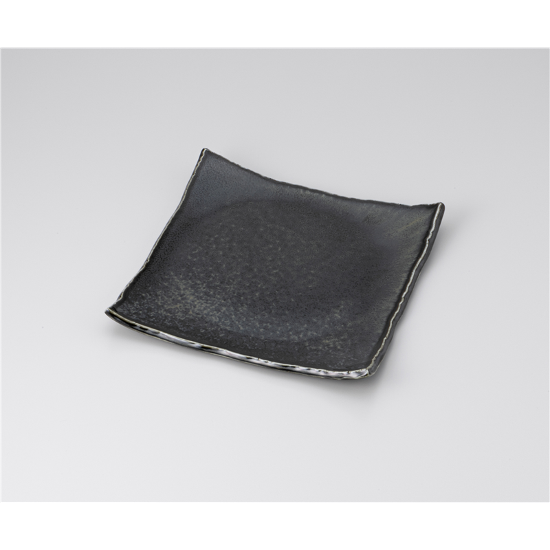 古林陶器 和皿(角) 黒マットちぎり四方上21.5cm角皿 1221510326 1個（ご注文単位1個）【直送品】