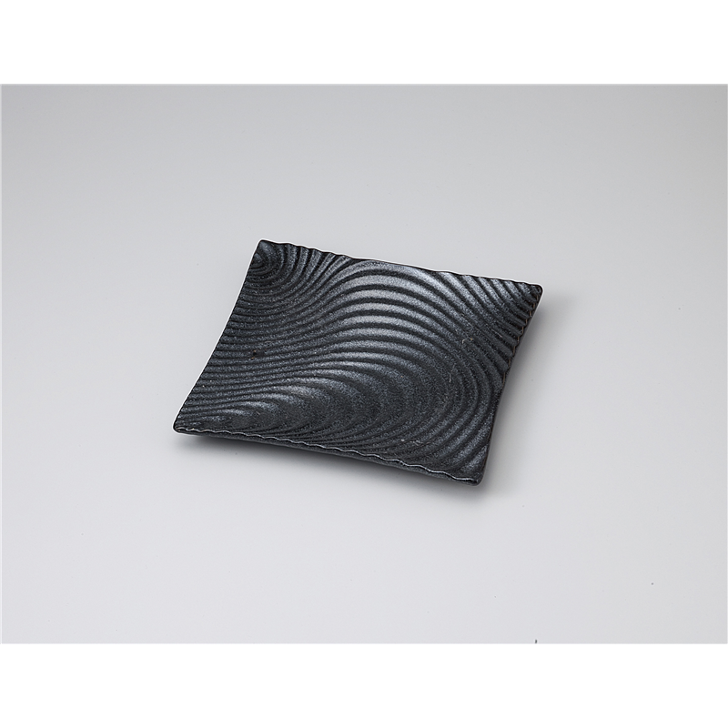 古林陶器 和皿(角) いぶし黒 風紋正角皿(大) 1121630451 1個（ご注文単位1個）【直送品】