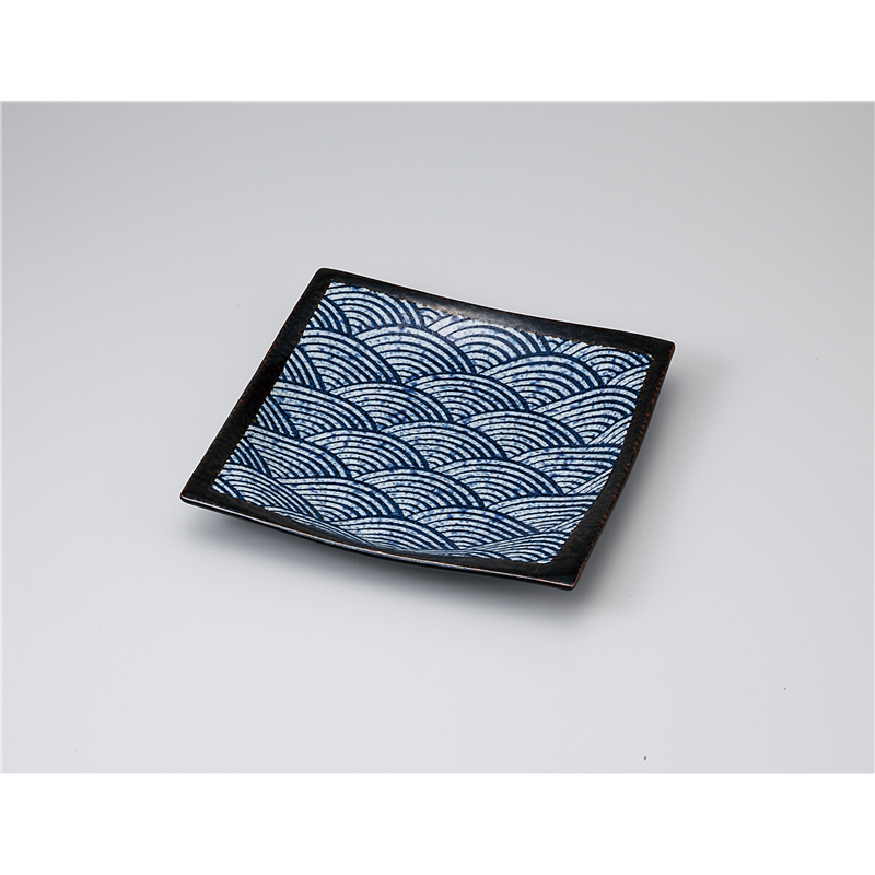 古林陶器 和皿(角) 青海波正角7.5皿 1121930924 1個（ご注文単位1個）【直送品】