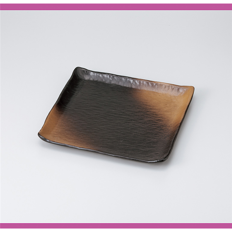 古林陶器 和皿(角) 黒備前櫛目正角皿(607002) 922330151 1個（ご注文単位1個）【直送品】