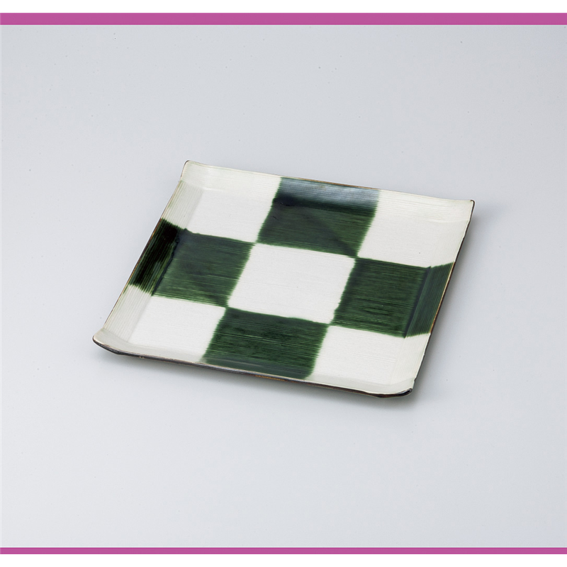 古林陶器 和皿(角) 織部市松コヨリ大皿 821430147 1個（ご注文単位1個）【直送品】