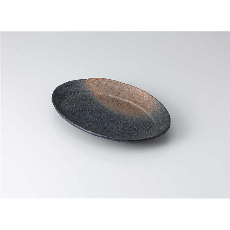 古林陶器 多用皿 黒備前23cm長丸皿 1320630106 1個（ご注文単位1個）【直送品】