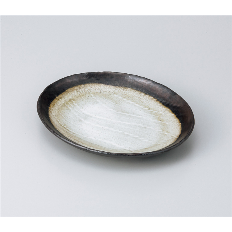 古林陶器 多用皿 縄目楕円皿 窯変金彩 822030415 1個（ご注文単位1個）【直送品】