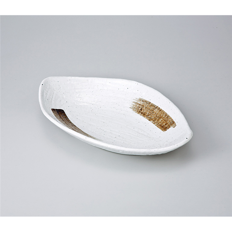 古林陶器 多用皿 白茶ハケ木の葉盛鉢 721330461 1個（ご注文単位1個）【直送品】