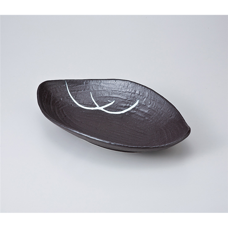 古林陶器 多用皿 黒一珍木の葉盛鉢 721330361 1個（ご注文単位1個）【直送品】