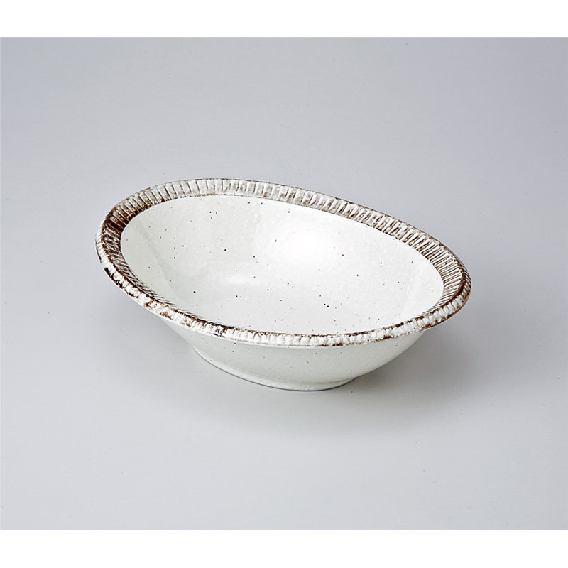 古林陶器 多用皿 渕錆粉引楕円鉢 722050435 1個（ご注文単位1個）【直送品】