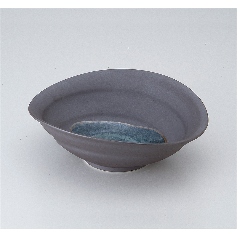 古林陶器 多用鉢 錆黒たわみ大鉢 522240301 1個（ご注文単位1個）【直送品】