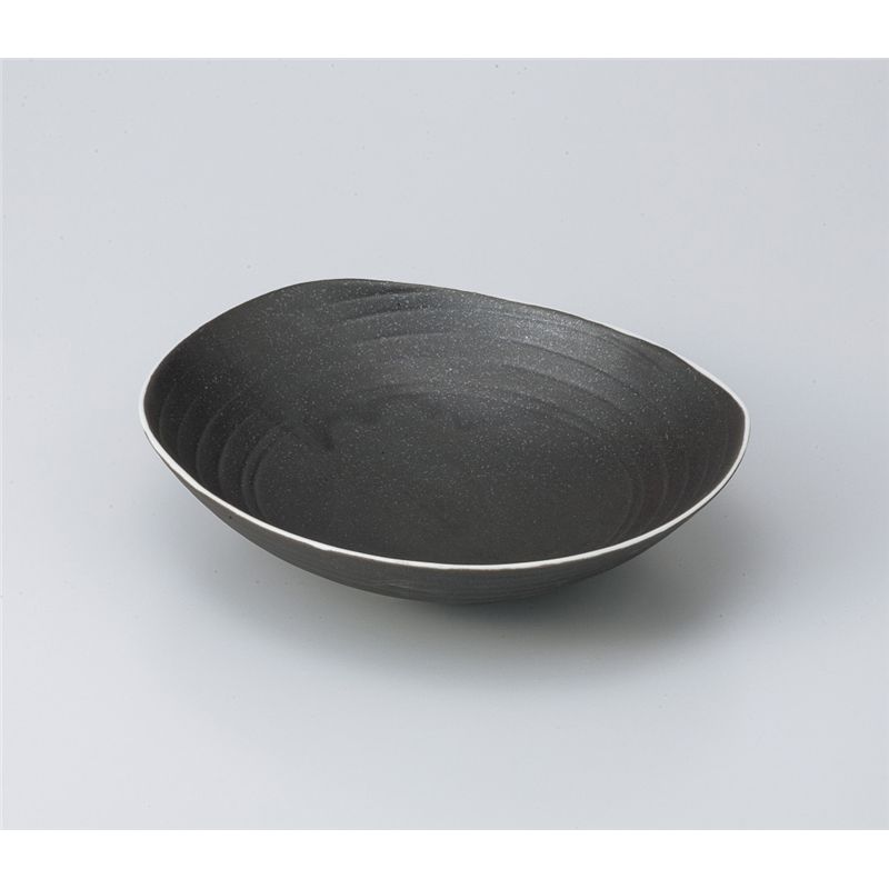 古林陶器 多用鉢 黒釉だ円盛皿 822050126 1個（ご注文単位1個）【直送品】