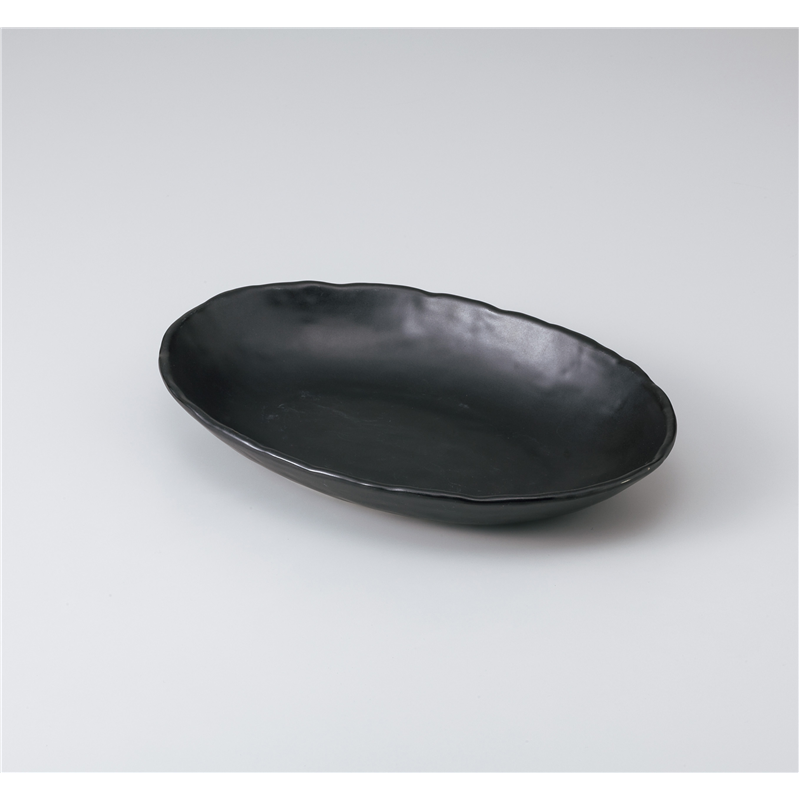 古林陶器 多用鉢 キルト小判カレー鉢 黒 1022940279 1個（ご注文単位1個）【直送品】