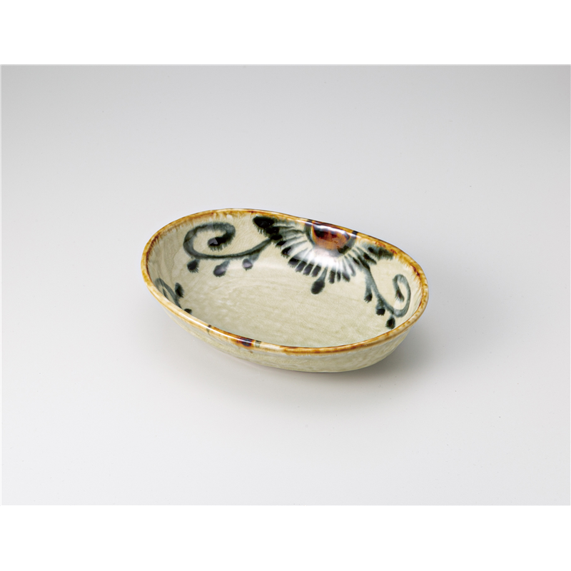 古林陶器 多用鉢 安南唐草 21cm楕円盛鉢 1222340331 1個（ご注文単位1個）【直送品】