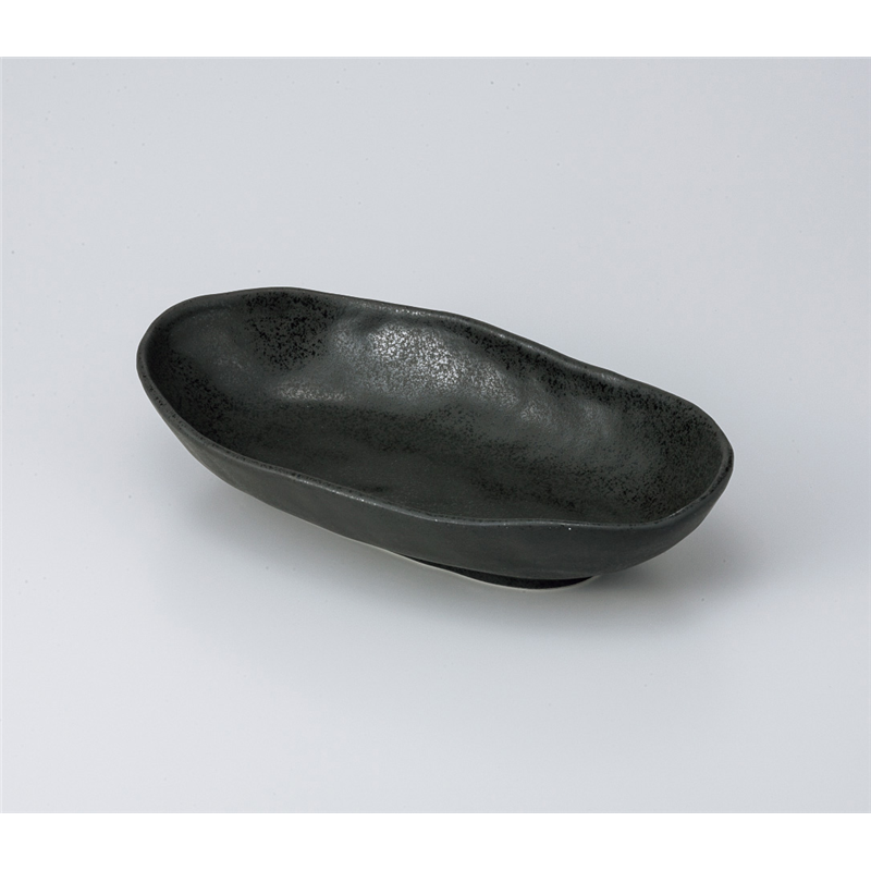 古林陶器 多用鉢 黒釉 舟型大鉢 822220254 1個（ご注文単位1個）【直送品】