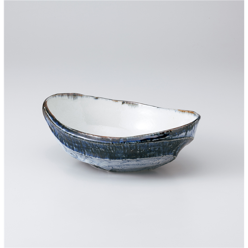 古林陶器 多用鉢 呉須濃波彫楕円8.5鉢 1023540405 1個（ご注文単位1個）【直送品】