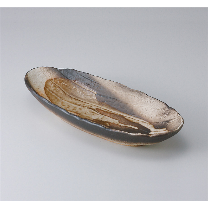 古林陶器 多用鉢 手造り黒だすき楕円長鉢 521140335 1個（ご注文単位1個）【直送品】