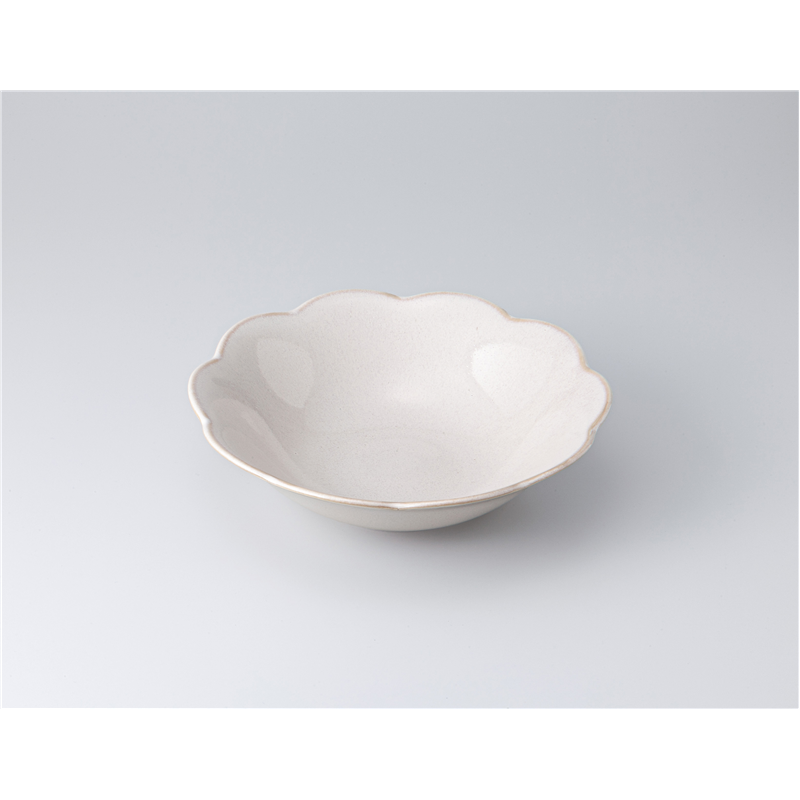 古林陶器 多用鉢 白うのふ 花型ボウル23cm 1321220131 1個（ご注文単位1個）【直送品】