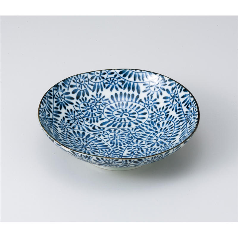 古林陶器 多用鉢 藍染タコ唐草5.5浅鉢 823150460 1個（ご注文単位1個）【直送品】