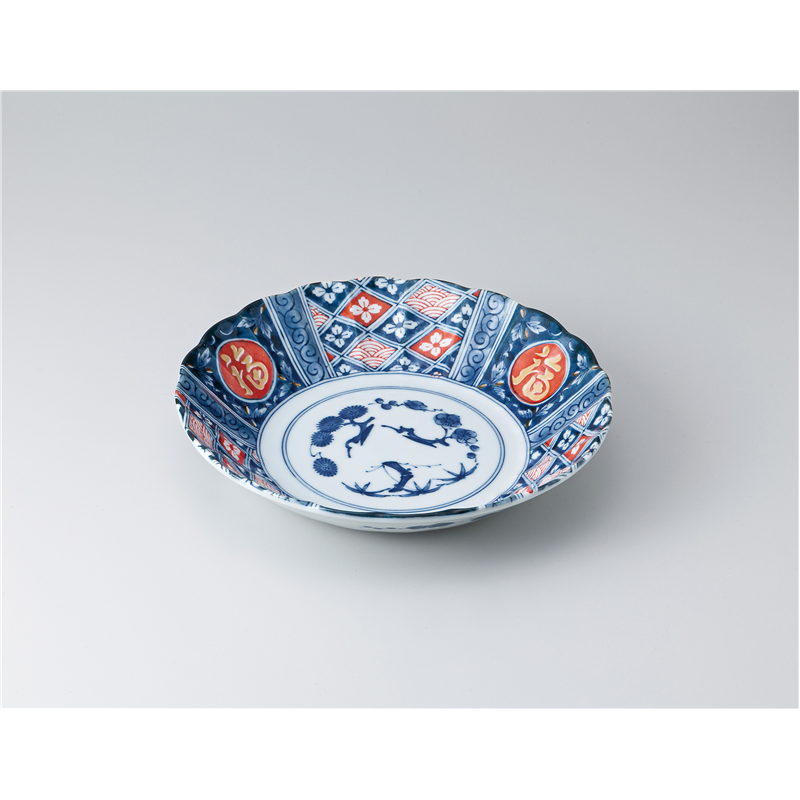 古林陶器 多用鉢 色彩間取福門23cm深皿 1321640125 1個（ご注文単位1個）【直送品】