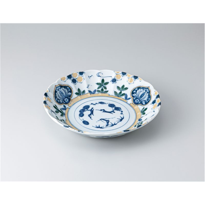 古林陶器 多用鉢 色彩亀甲松紋23cm深皿 1321640225 1個（ご注文単位1個）【直送品】