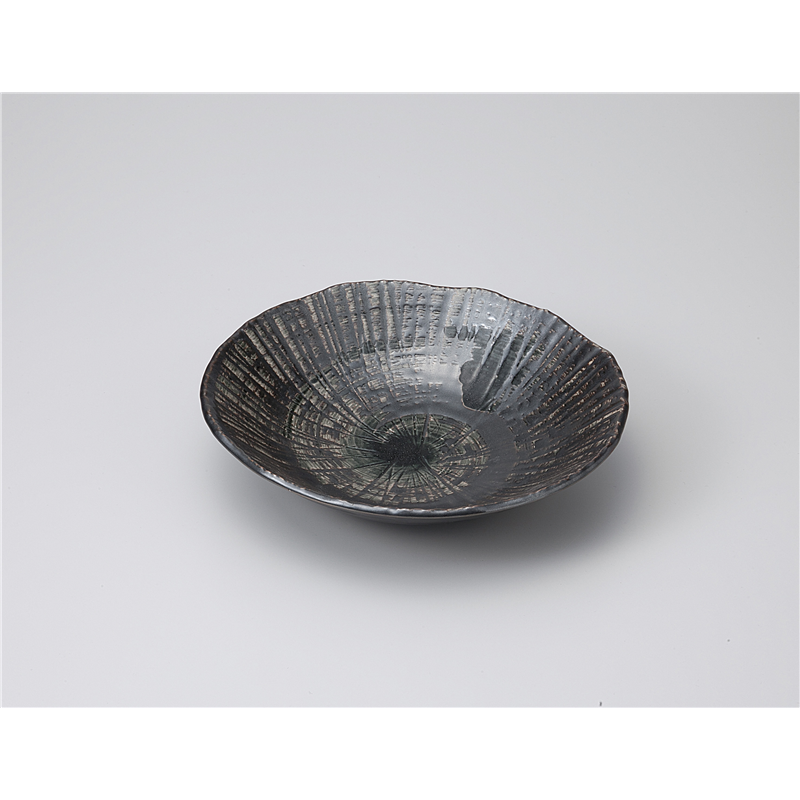 古林陶器 多用鉢 黒渦彫十草型23cm盛鉢 1123140435 1個（ご注文単位1個）【直送品】