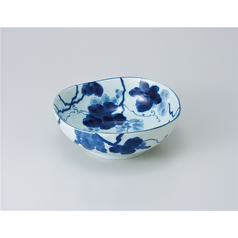 古林陶器 多用鉢 藍染ぶどう 三角6.8鉢 622650335 1個（ご注文単位1個）【直送品】