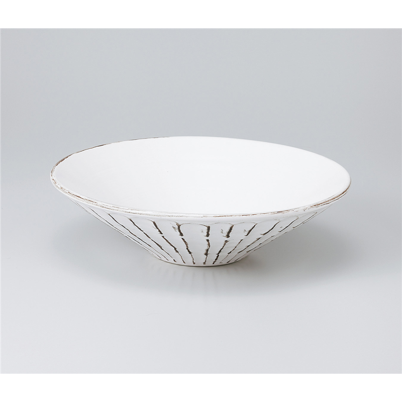 古林陶器 多用鉢 錆粉引しのぎ 浅鉢(大) 923940162 1個（ご注文単位1個）【直送品】