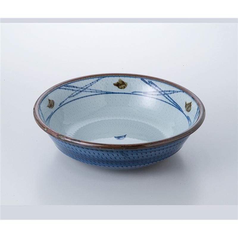 古林陶器 盛込鉢 呉須巻錆点9.0鉢 523120125 1個（ご注文単位1個）【直送品】