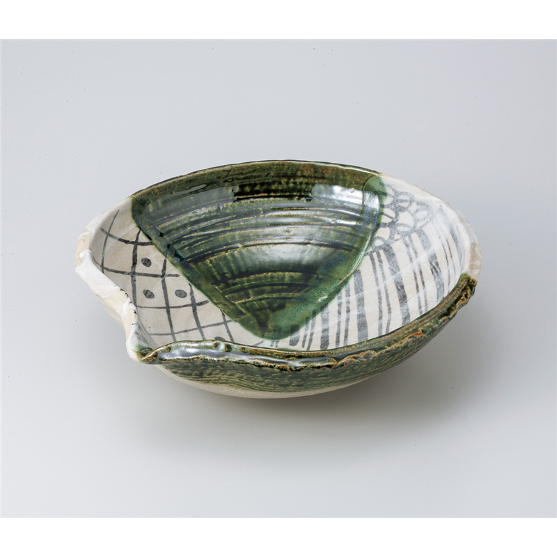 古林陶器 盛込鉢 織部幾何紋片口大鉢 823440126 1個（ご注文単位1個）【直送品】