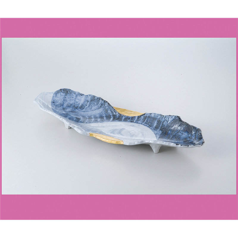 古林陶器 盛込皿 金彩呉須櫛目長皿 523820335 1個（ご注文単位1個）【直送品】