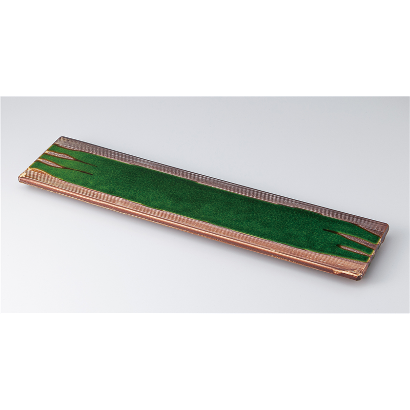 古林陶器 盛込皿 サビ釉ヒワ流 17.0長皿 1322440105 1個（ご注文単位1個）【直送品】