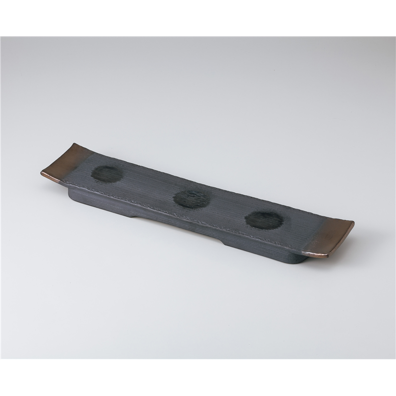 古林陶器 盛込皿 墨色金彩長角板皿(手造) 1025440284 1個（ご注文単位1個）【直送品】