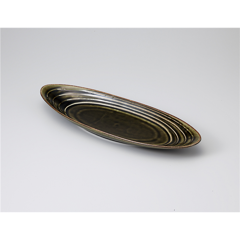 古林陶器 盛込皿 条根織部釉楕円鉢 1124830205 1個（ご注文単位1個）【直送品】