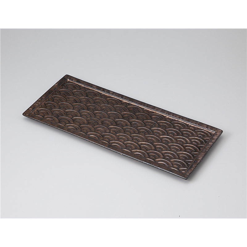 古林陶器 盛込皿 金結晶青海波長角37cmプレート 1125030205 1個（ご注文単位1個）【直送品】