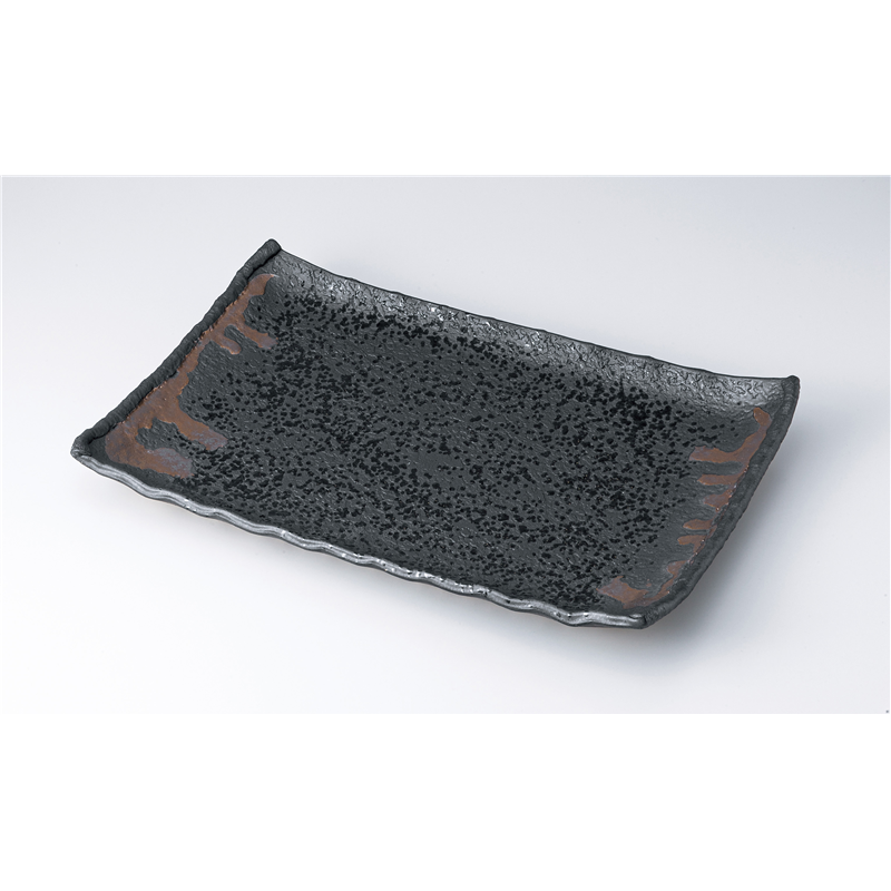 古林陶器 盛込皿 油滴金彩(手造)長角皿 1322710184 1個（ご注文単位1個）【直送品】