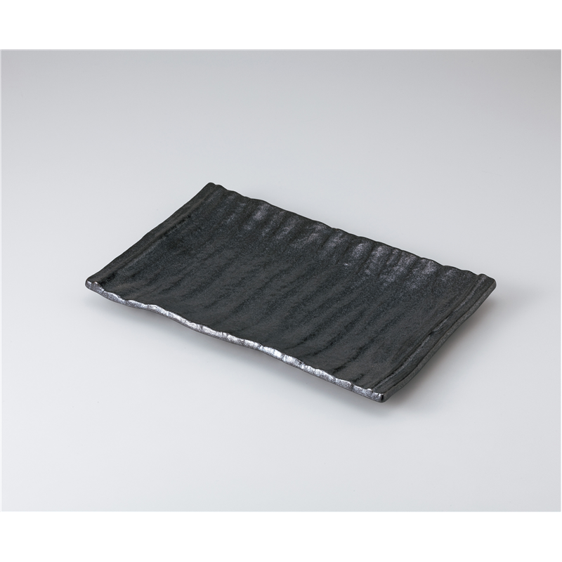 古林陶器 盛込皿 いぶし黒 長角大皿 1025920335 1個（ご注文単位1個）【直送品】