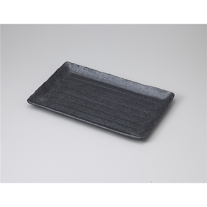 古林陶器 盛込皿 黒結晶長角大皿 1125240133 1個（ご注文単位1個）【直送品】