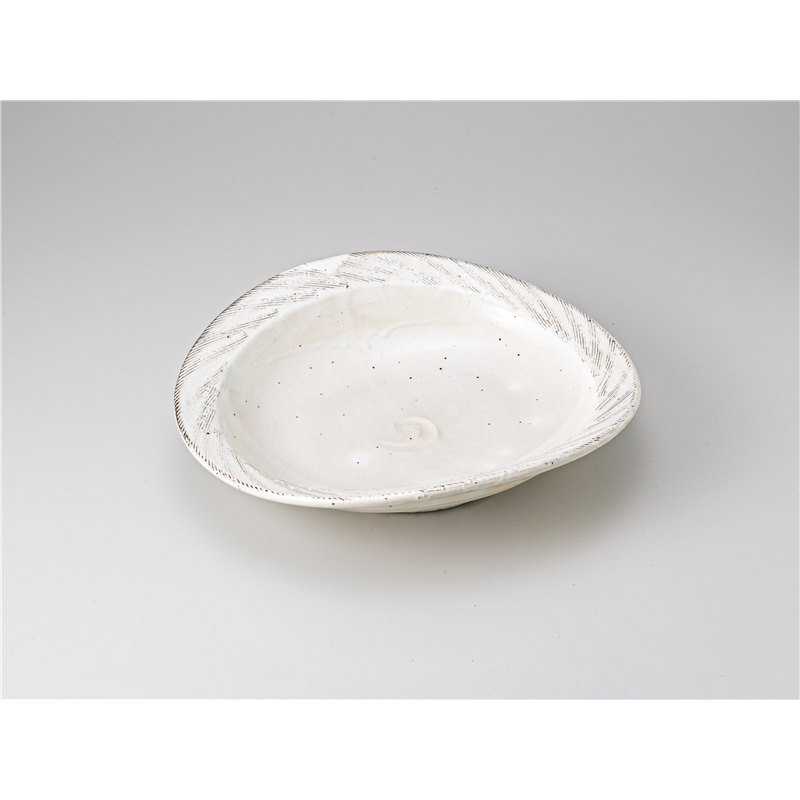 古林陶器 盛込皿 粉引くし目楕円盛皿 1225210207 1個（ご注文単位1個）【直送品】