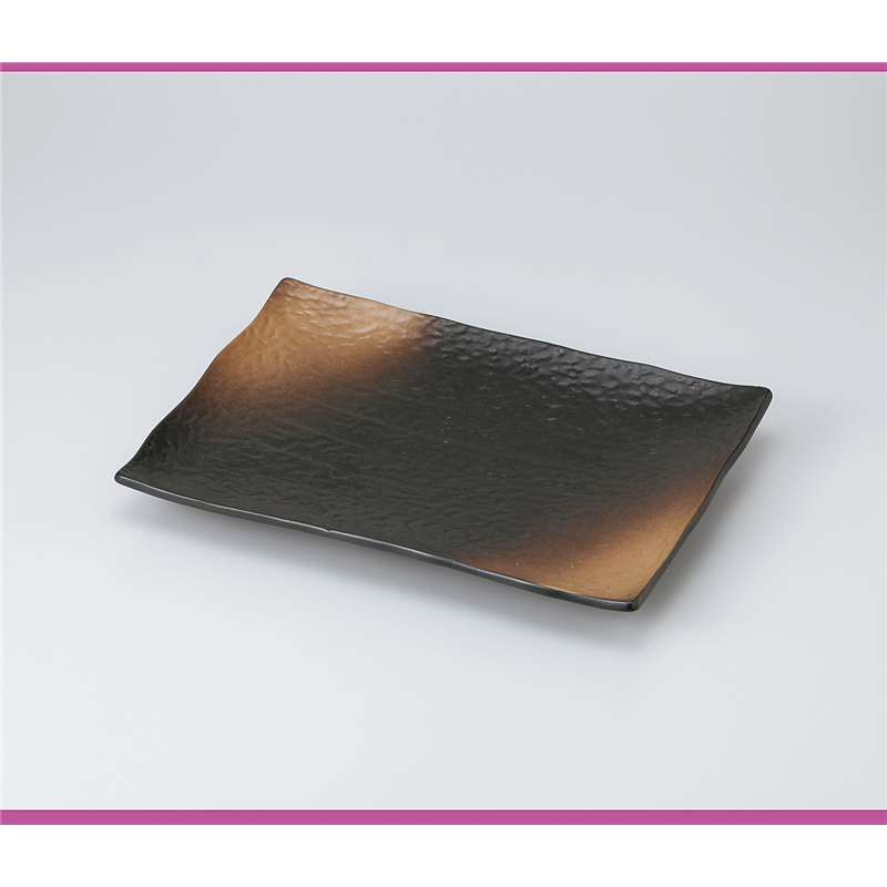 古林陶器 盛込皿 黒備前櫛目焼物皿(大)(607005) 925710151 1個（ご注文単位1個）【直送品】