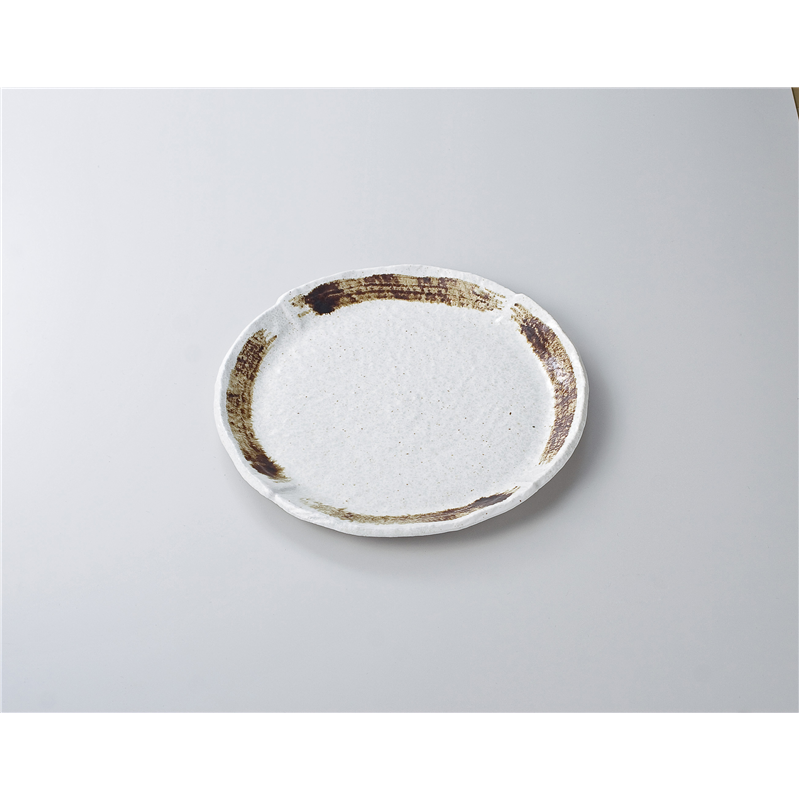 古林陶器 盛込皿 粉引茶刷毛丸9.0皿 621310270 1個（ご注文単位1個）【直送品】