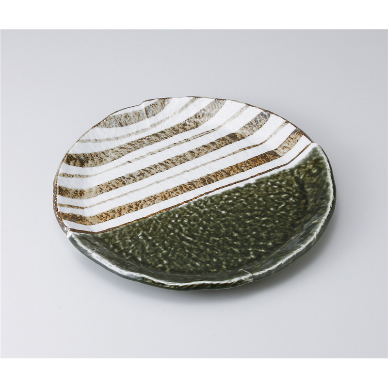 古林陶器 盛込皿 織部ストライプ9.0丸皿 525410577 1個（ご注文単位1個）【直送品】