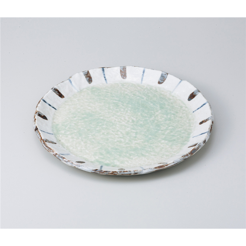 古林陶器 盛込皿 ヒワ釉渕十草9.0丸皿 825530374 1個（ご注文単位1個）【直送品】