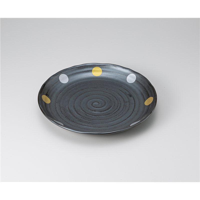 古林陶器 盛込皿 金銀丸紋鉄結晶 8.0皿 1225530431 1個（ご注文単位1個）【直送品】