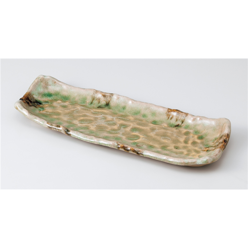 古林陶器 萬古焼盛込皿 砂ビードロ 長方皿 1027010181 1個（ご注文単位1個）【直送品】