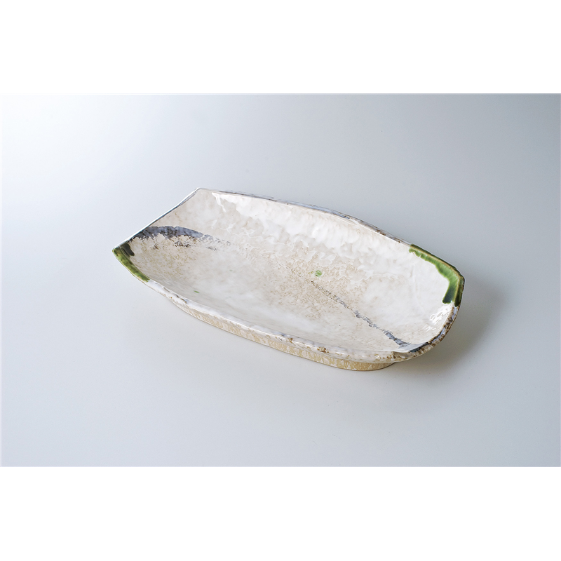 古林陶器 萬古焼盛込皿 織部流10.0長角盛鉢 523440281 1個（ご注文単位1個）【直送品】