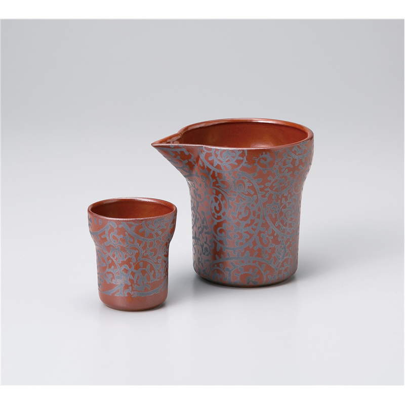 古林陶器 酒器 朱色唐草冷酒器 1027920357 1個（ご注文単位1個）【直送品】