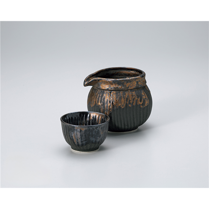 古林陶器 酒器 マンガンタタキ片口冷酒器(大) 1324420151 1個（ご注文単位1個）【直送品】