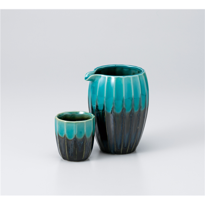 古林陶器 酒器 ブルー塗り分冷酒 1127420157 1個（ご注文単位1個）【直送品】