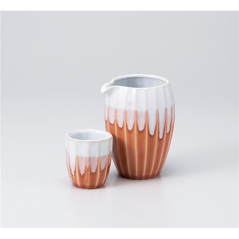 古林陶器 酒器 ピンク塗り分け櫛目冷酒 1127420357 1個（ご注文単位1個）【直送品】