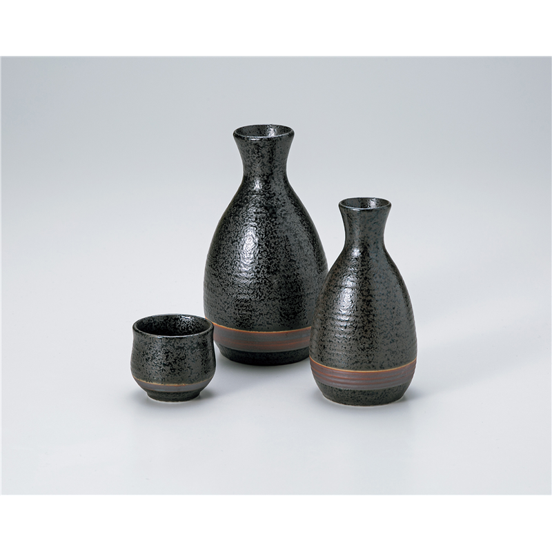 古林陶器 酒器 黒結晶ライン 徳利(大) 1324711031 1個（ご注文単位1個）【直送品】