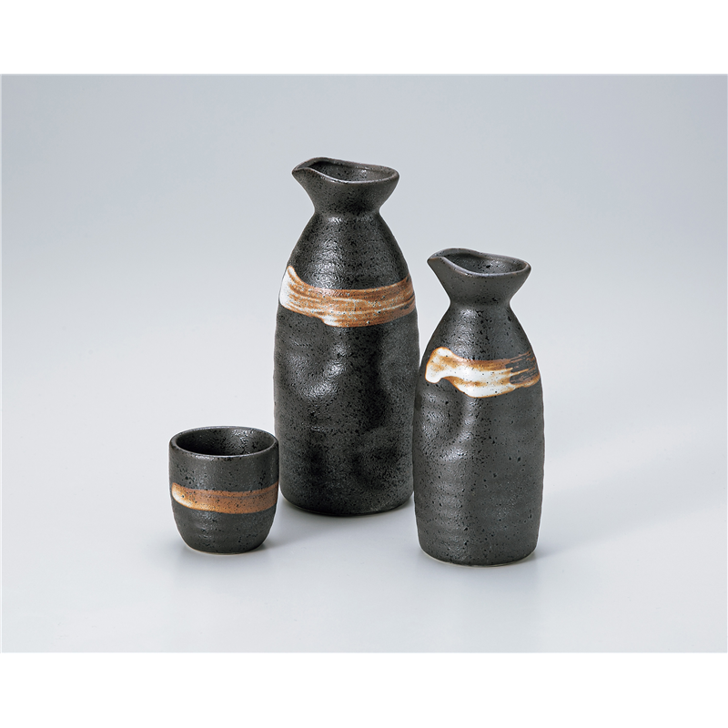 古林陶器 酒器 黒吹白刷毛目徳利(大) 527010257 1個（ご注文単位1個）【直送品】